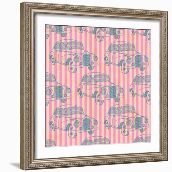 Vintage Car, Vector Seamless Pattern-Ka_Li-Framed Photographic Print