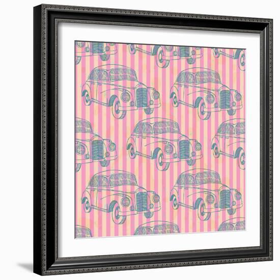 Vintage Car, Vector Seamless Pattern-Ka_Li-Framed Photographic Print