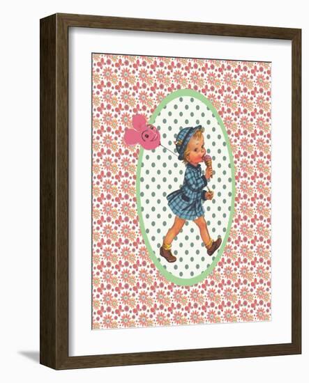 Vintage Card Girl with Ice Cream-Effie Zafiropoulou-Framed Giclee Print