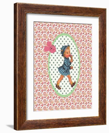 Vintage Card Girl with Ice Cream-Effie Zafiropoulou-Framed Giclee Print