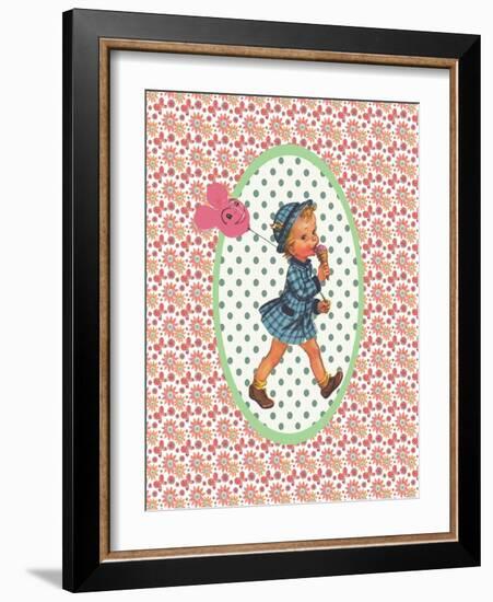 Vintage Card Girl with Ice Cream-Effie Zafiropoulou-Framed Giclee Print