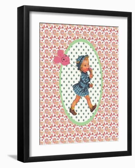 Vintage Card Girl with Ice Cream-Effie Zafiropoulou-Framed Giclee Print