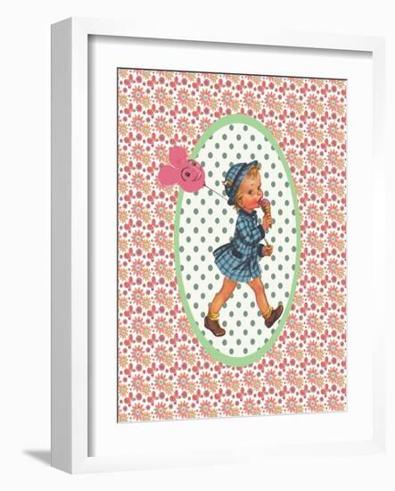 Vintage Card Girl with Ice Cream-Effie Zafiropoulou-Framed Giclee Print