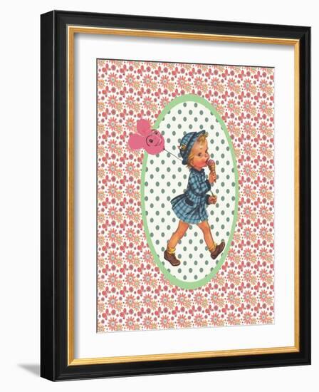 Vintage Card Girl with Ice Cream-Effie Zafiropoulou-Framed Giclee Print