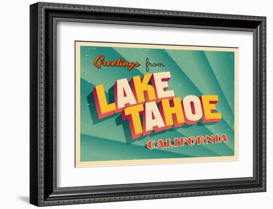 Vintage Card - Lake Tahoe CA-null-Framed Art Print