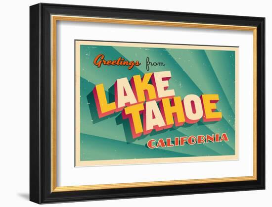 Vintage Card - Lake Tahoe CA-null-Framed Art Print