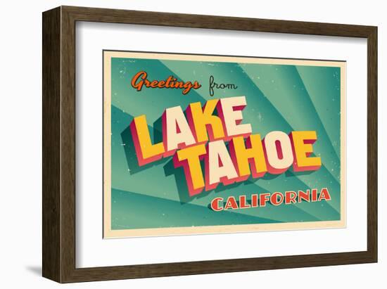 Vintage Card - Lake Tahoe CA-null-Framed Art Print