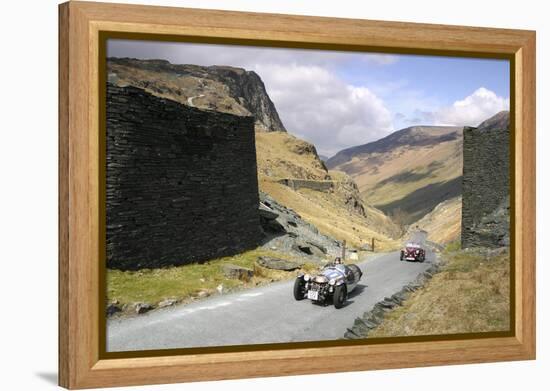 Vintage Cars Climbing Honister Pass, Lake District, Cumbria-Peter Thompson-Framed Premier Image Canvas