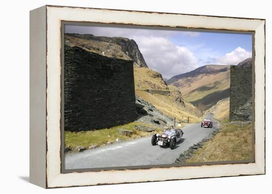 Vintage Cars Climbing Honister Pass, Lake District, Cumbria-Peter Thompson-Framed Premier Image Canvas