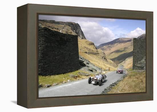 Vintage Cars Climbing Honister Pass, Lake District, Cumbria-Peter Thompson-Framed Premier Image Canvas