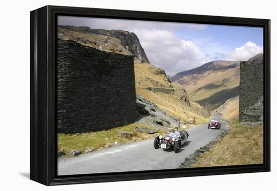 Vintage Cars Climbing Honister Pass, Lake District, Cumbria-Peter Thompson-Framed Premier Image Canvas