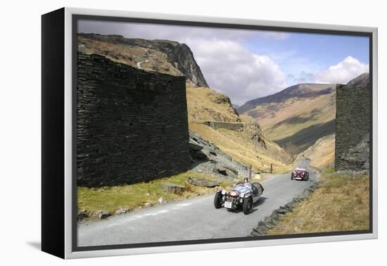 Vintage Cars Climbing Honister Pass, Lake District, Cumbria-Peter Thompson-Framed Premier Image Canvas