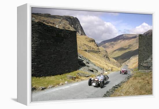 Vintage Cars Climbing Honister Pass, Lake District, Cumbria-Peter Thompson-Framed Premier Image Canvas