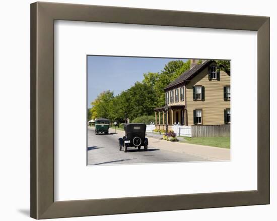 Vintage Cars in Front of Historic Home, Dearborn, Michigan, USA-Cindy Miller Hopkins-Framed Photographic Print