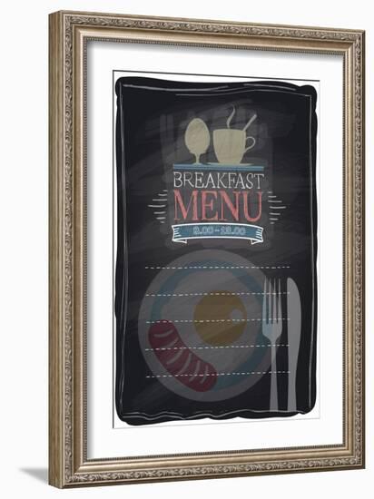 Vintage Chalk Breakfast Menu-Selenka-Framed Art Print