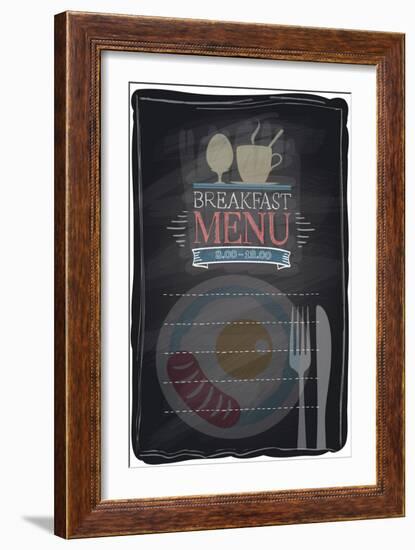 Vintage Chalk Breakfast Menu-Selenka-Framed Art Print