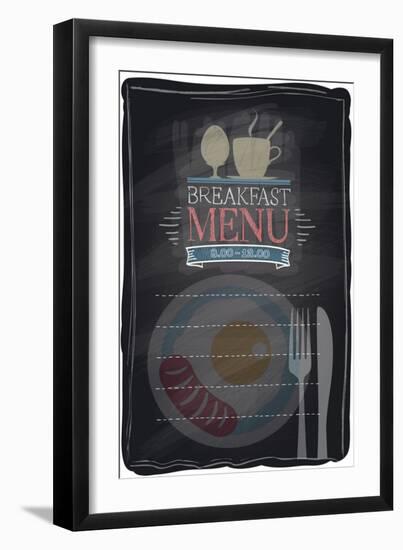 Vintage Chalk Breakfast Menu-Selenka-Framed Art Print