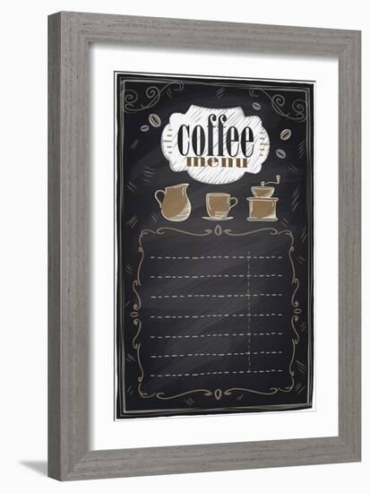 Vintage Chalk Coffee Menu-Selenka-Framed Art Print