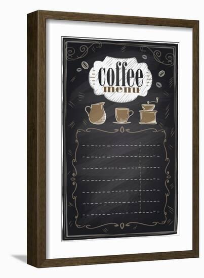 Vintage Chalk Coffee Menu-Selenka-Framed Art Print