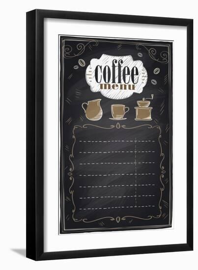 Vintage Chalk Coffee Menu-Selenka-Framed Art Print