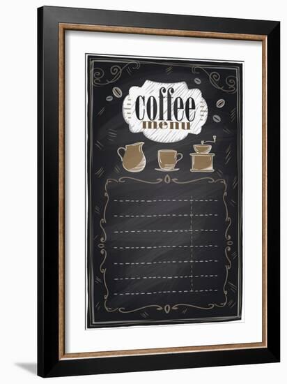 Vintage Chalk Coffee Menu-Selenka-Framed Art Print