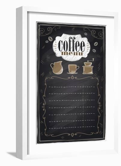 Vintage Chalk Coffee Menu-Selenka-Framed Art Print