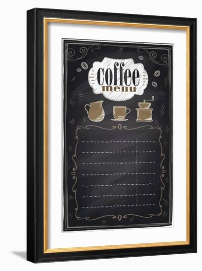 Vintage Chalk Coffee Menu-Selenka-Framed Art Print