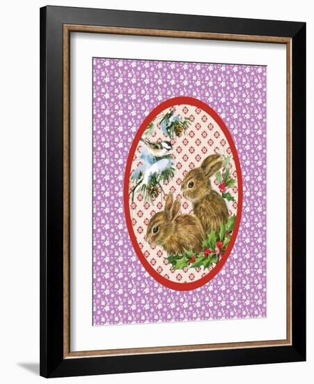 Vintage Christmas Bunnies-Effie Zafiropoulou-Framed Giclee Print