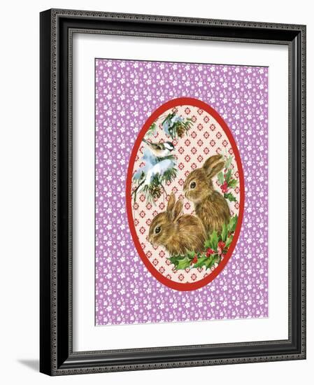 Vintage Christmas Bunnies-Effie Zafiropoulou-Framed Giclee Print