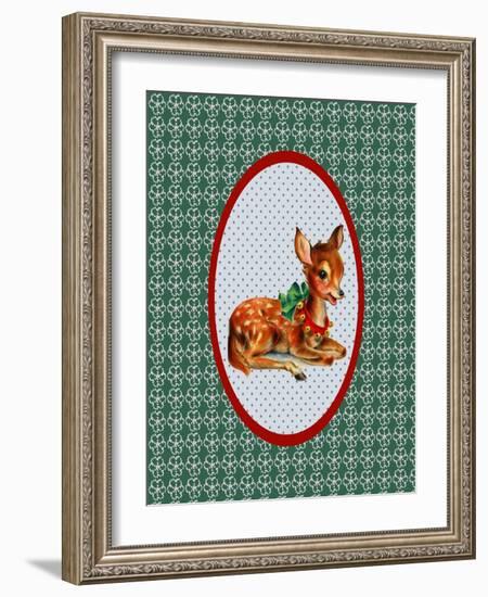 Vintage Christmas Deer-Effie Zafiropoulou-Framed Giclee Print