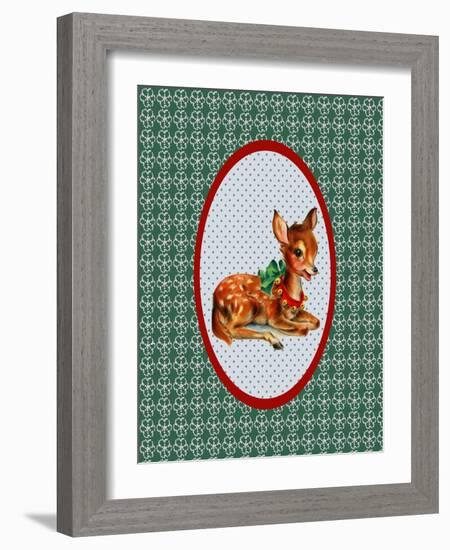 Vintage Christmas Deer-Effie Zafiropoulou-Framed Giclee Print