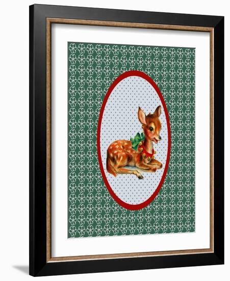 Vintage Christmas Deer-Effie Zafiropoulou-Framed Giclee Print