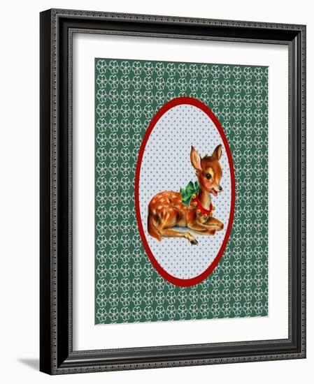 Vintage Christmas Deer-Effie Zafiropoulou-Framed Giclee Print