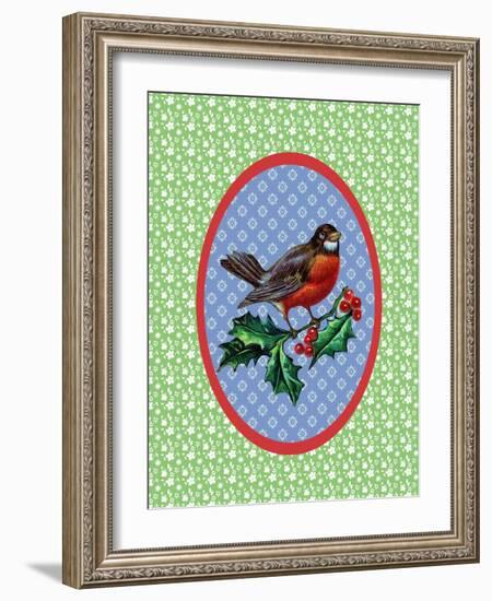 Vintage Christmas Robin-Effie Zafiropoulou-Framed Giclee Print