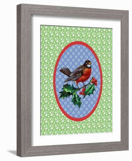 Vintage Christmas Robin-Effie Zafiropoulou-Framed Giclee Print