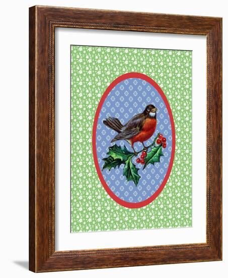 Vintage Christmas Robin-Effie Zafiropoulou-Framed Giclee Print