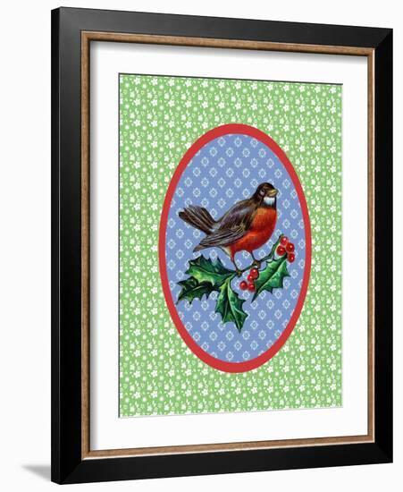 Vintage Christmas Robin-Effie Zafiropoulou-Framed Giclee Print