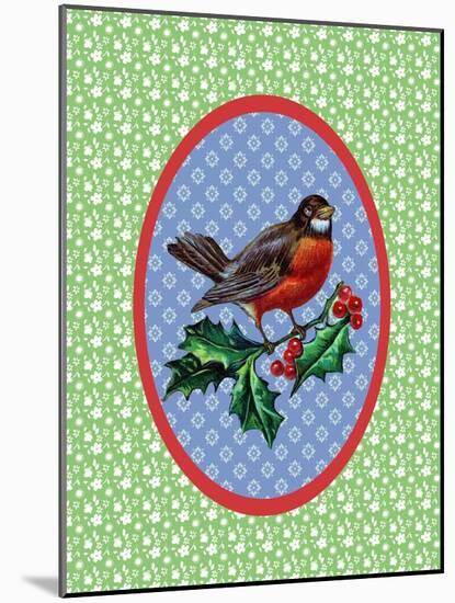 Vintage Christmas Robin-Effie Zafiropoulou-Mounted Giclee Print