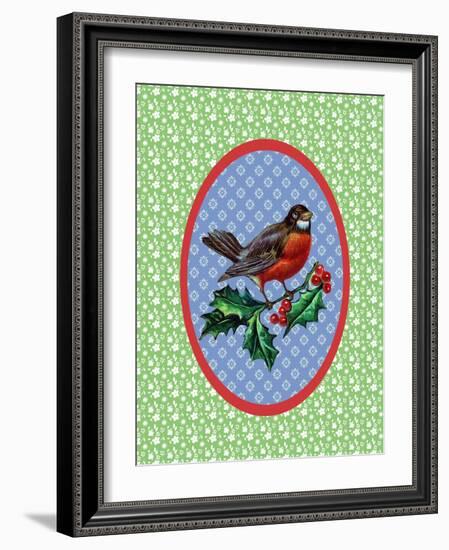 Vintage Christmas Robin-Effie Zafiropoulou-Framed Giclee Print