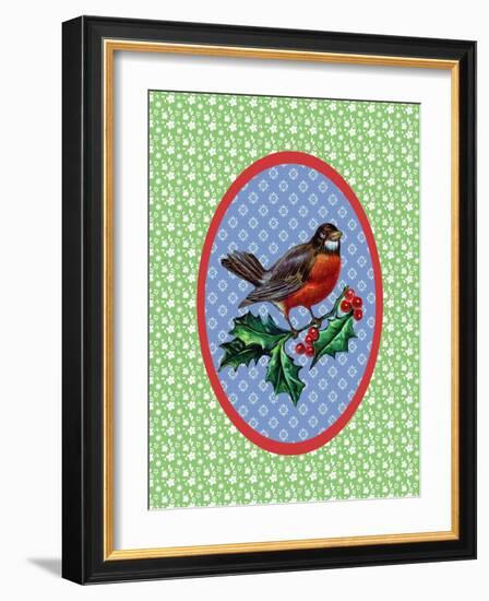 Vintage Christmas Robin-Effie Zafiropoulou-Framed Giclee Print