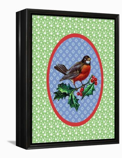 Vintage Christmas Robin-Effie Zafiropoulou-Framed Premier Image Canvas