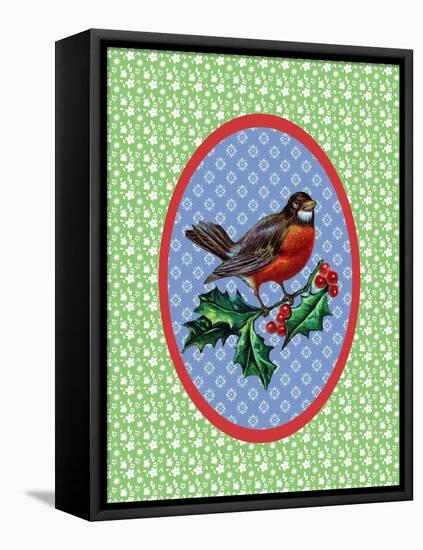 Vintage Christmas Robin-Effie Zafiropoulou-Framed Premier Image Canvas