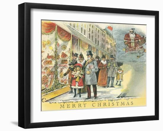 Vintage Christmas Shopping Scene-null-Framed Art Print
