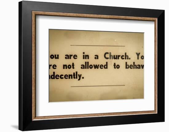 Vintage Church Rules Sign-Mr Doomits-Framed Photographic Print