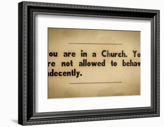 Vintage Church Rules Sign-Mr Doomits-Framed Photographic Print