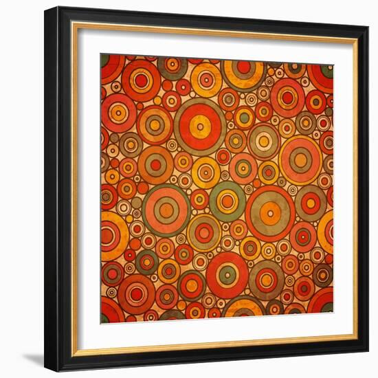 Vintage Circle Pattern-Yaviki-Framed Art Print