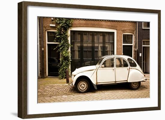 Vintage Citroen on a Street in Amsterdam, Netherlands-Carlo Acenas-Framed Photographic Print