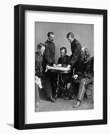 Vintage Civil War Photograph of General Philip Sheridan and His Staff-Stocktrek Images-Framed Photographic Print