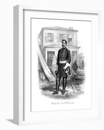 Vintage Civil War Print of General George Mcclellan at Camp Seminary-null-Framed Art Print