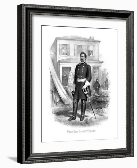 Vintage Civil War Print of General George Mcclellan at Camp Seminary-null-Framed Art Print